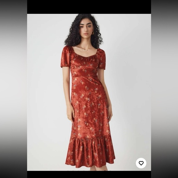 Cider Velvet Sweetheart Floral Midi Dress 
size XXL - Picture 2 of 12